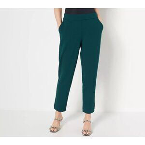 Dennis Basso Petite Luxe Crepe Slim Leg Ankle Pant Opulent Teal Pet 3X A521000